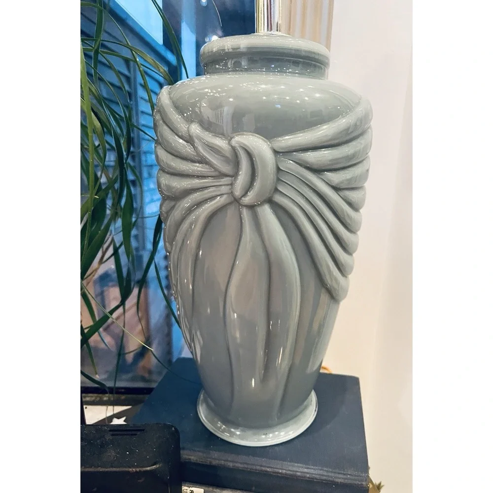 Stunning Art Deco Blue‎ Milky Glass Lamp MCM